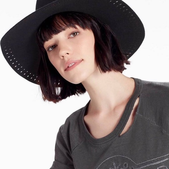 Lucky Brand Accessories - Lucky Brand Black Wool Cutout Hat
